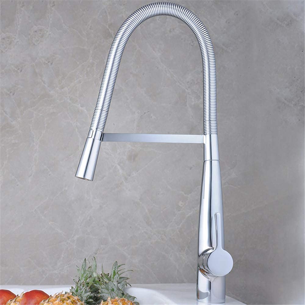 Robinet cuisine cuivre mitigeur eau chaude et froide pour évier monotrou rotatif