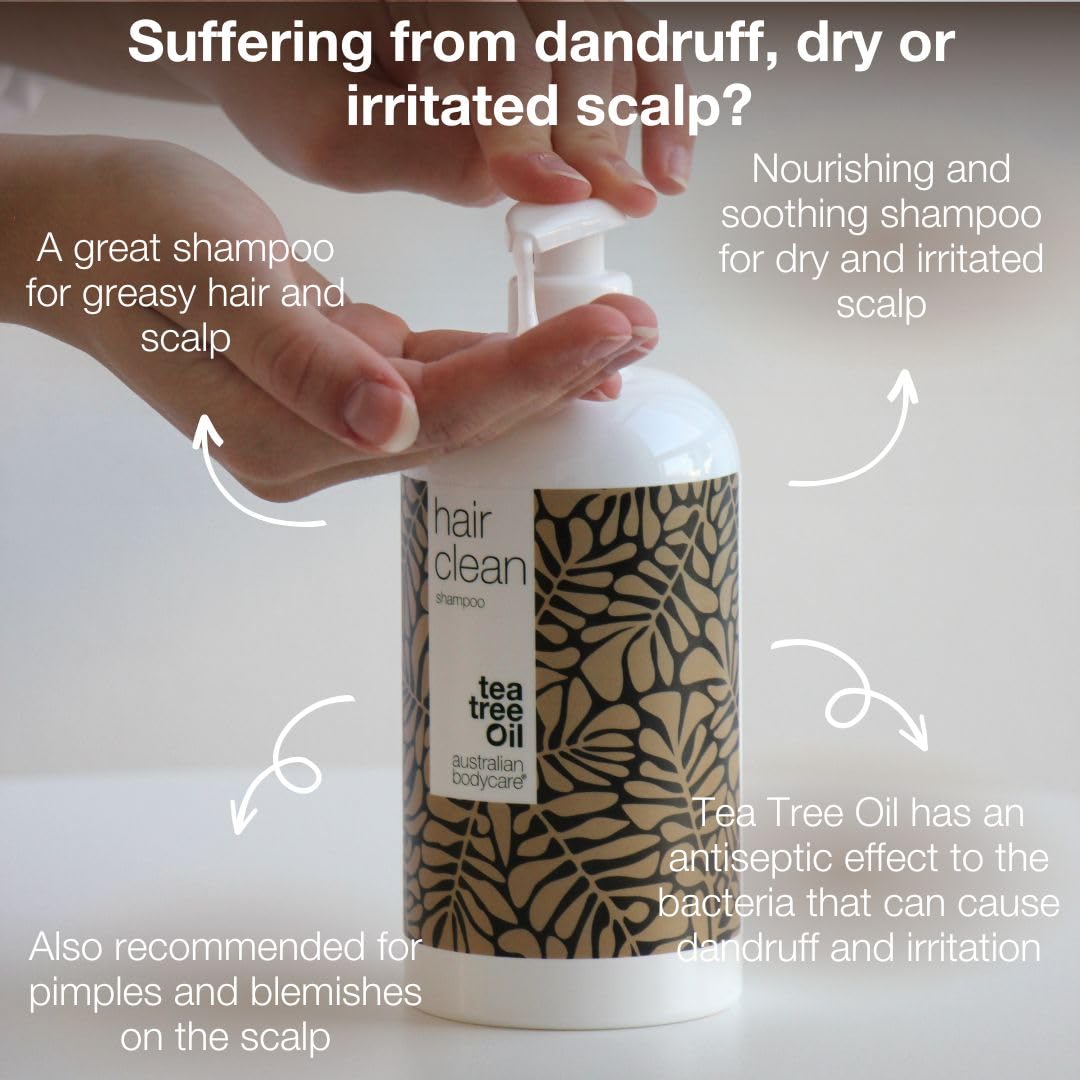 Hair Clean 1000 ml - Tea Tree Shampoo | Anti Dandruff Scalp Treatment for dry, flaky & itchy scalp | Get rid of an irritated scalp | Daily care of Psoriasis & Eczema | Vegan - Image 2