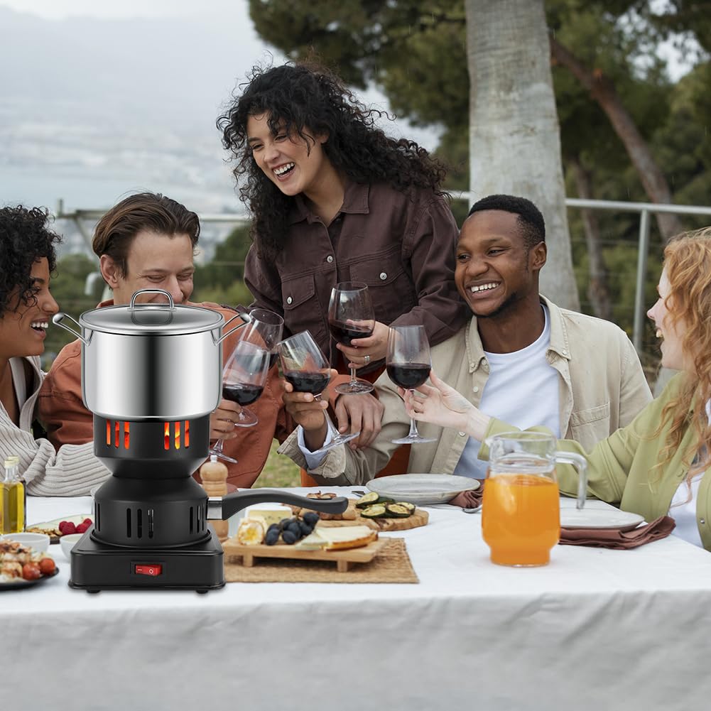 Allume-charbon électrique 450-600 W - Pour Barbecue, Chicha, Poêle à Charbon - Rapide, Portable, Avec Grille Et Poignée