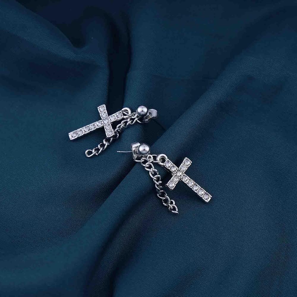 TseenYi Cz Croce Orecchini Pendenti Oro Croce Goccia Orecchini Borchie Cristallo Penzolante Croce Orecchini Boho Cubic Zirconia Croce Orecchini Per Le Donne E Le Ragazze