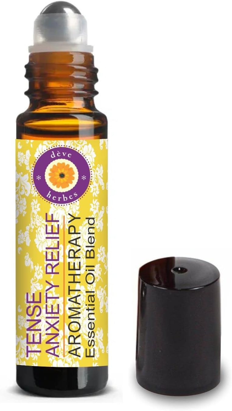 Deve Herbes TENSE ANXIETY RELIEF - Aromatherapy Essential Oil Blend of Sandalwood, Lavender, Clary Sage, Roman Chamomile & Patchouli Essential Oils 10ml (0.33oz)