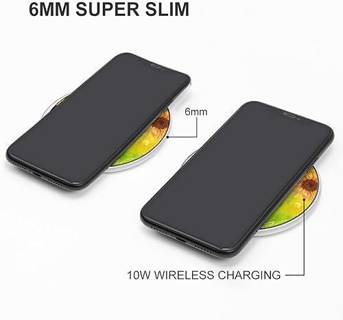 Miniatura 3 de Almohadilla de carga inalámbrica retro de girasoles de acuarela de 10 W, almohadilla de carga rápida compatible con iPhone 15 14 13 12 Series