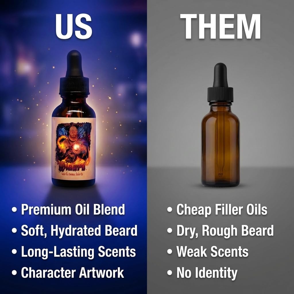 Fable Beard Co. Beard Oil - The Wizard, Bourbon, Toasted Vanilla Oats, Buttercream & Orange Zest, Natural Beard Oil for Men with Jojoba & Argan Oils, Vitamin E, Beard Softener, Made in USA (1 Fl Oz)