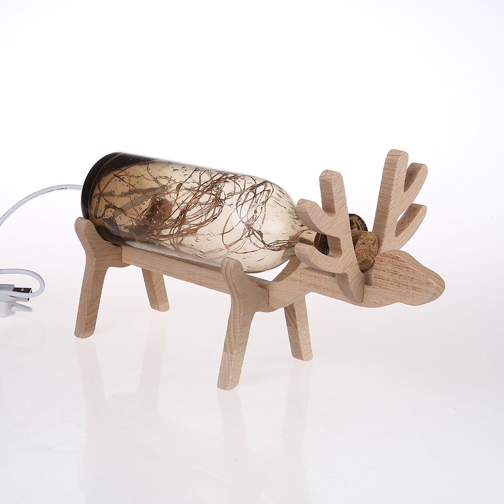 Night Light Lamp for Bedrooms/Living Room – Super Adorable Reindeer Shape Design & Traditional Glassblowing Craft – Pefect for Home Decor & Christmas Gifts (Gemstone Grey)