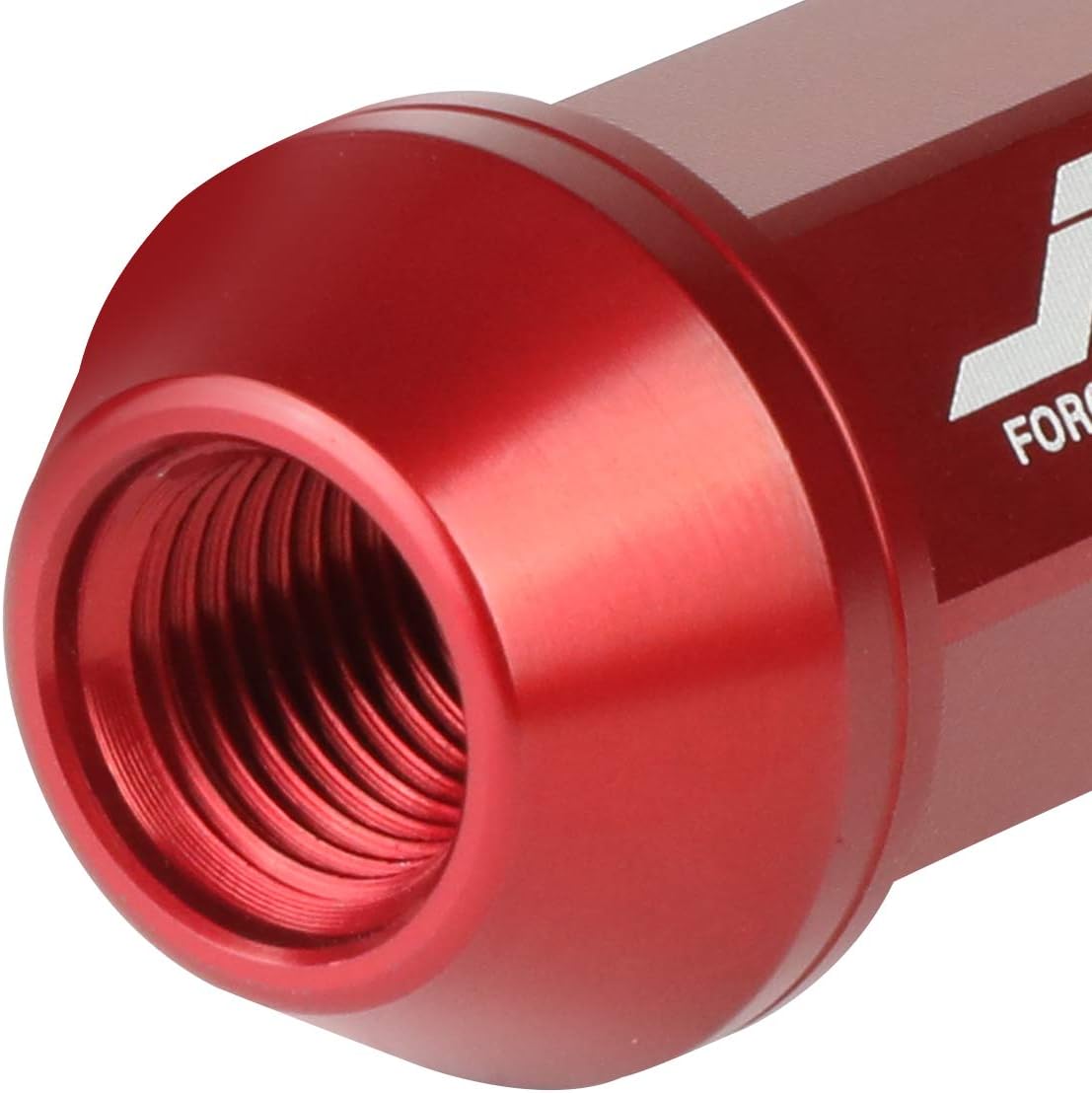 J2 Engineering 7075-T6 Aluminum M12x 1.25 20Pcs 50mm Tall Open-End Lug Nut w/Socket Adapter Red