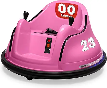 Kidzone 6V Bumper Car for Kids 1.5-5 Years, Remote, LED Lights & 360° Spin, ASTM Certified