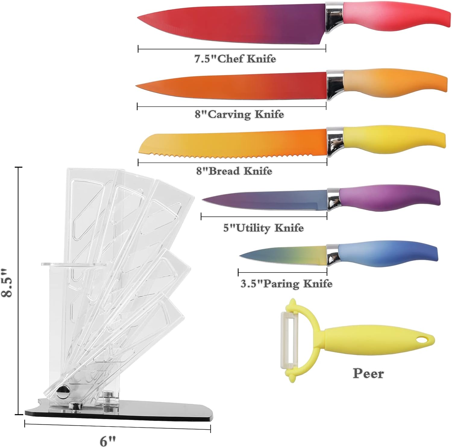 Buy Colorful Knives Set, WopZra Cutlery Kitchen Knife Set with Acrylic