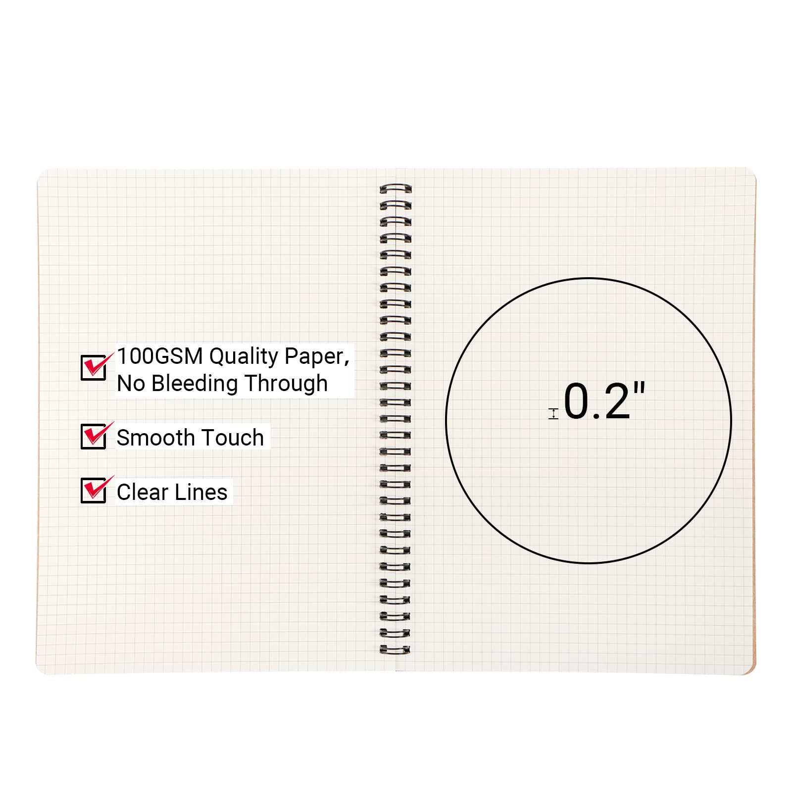 EUSOAR Quaderno in carta grafica, formato B5, 6 confezioni da 18,5 x 25,9 cm, 120 pagine con carta grafica, diari, diari a spirale, per matematica, scienze, ingegneria, artisti, disegno, carta kraft