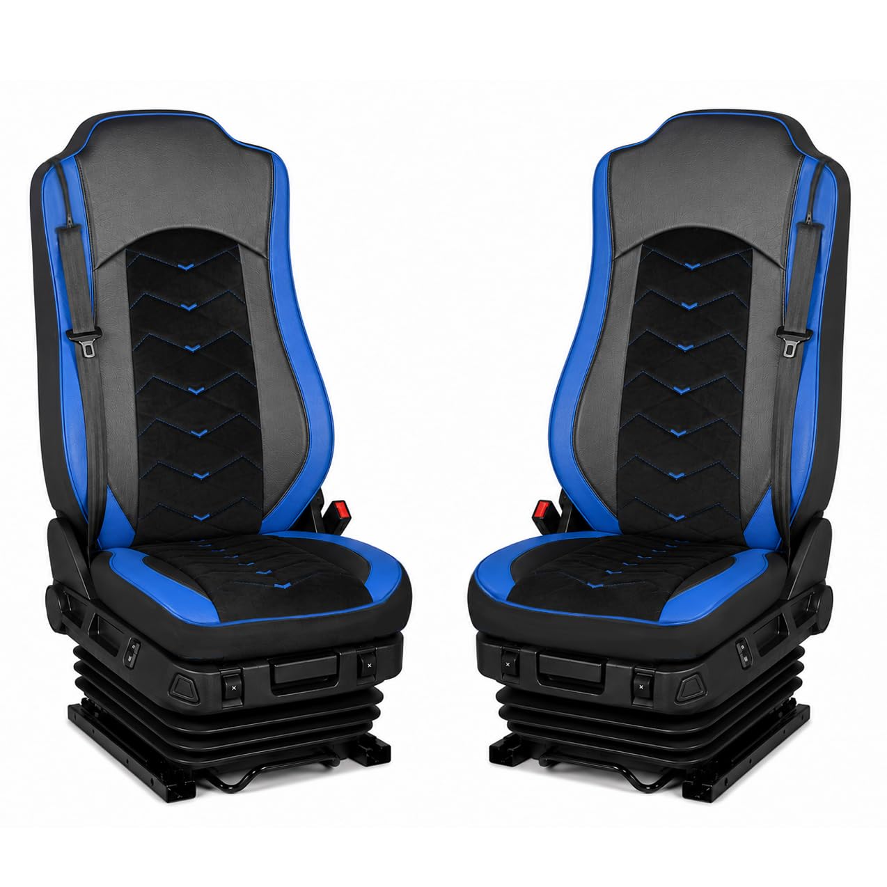 Generisch Fundas de asiento aptas para Mercedes-Benz Actros MP4 Euro 6 2009-2019 Camión 1+1 Piel / Alcantara, color negro con azul