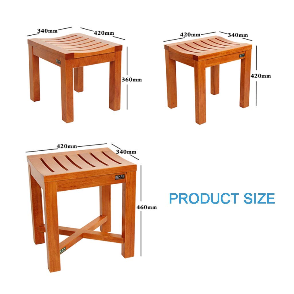 Taburetes de baño, Silla de Ducha Impermeable de Madera de Caucho | Ayuda para el baño | Seguridad Antideslizante para bañeras | para discapacitados, Personas Mayores, bariátrica,4