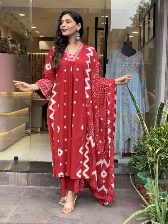 Image of KLOSIA Viscose Women Printed A-Line Kurta Pant with Dupatta