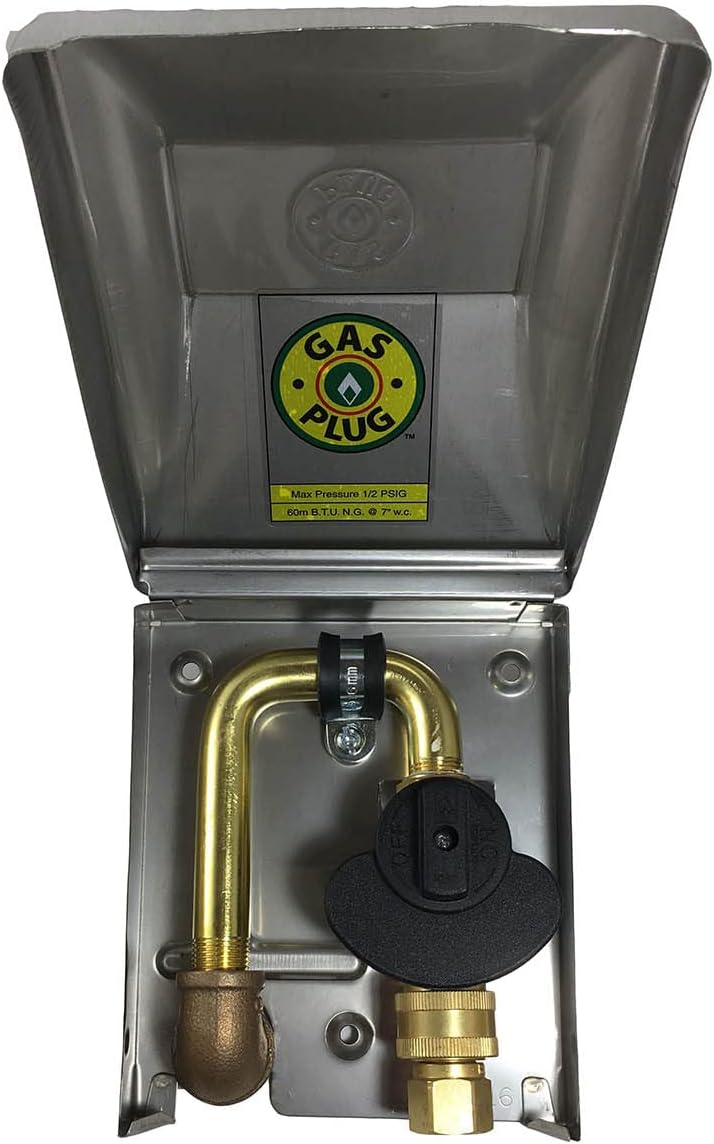 Burnaby Manufacturing Ltd Stainless Steel Gas Plug™ 1/2" NPT Rear Inlet, 3/8" Quick Disconnect Outlet