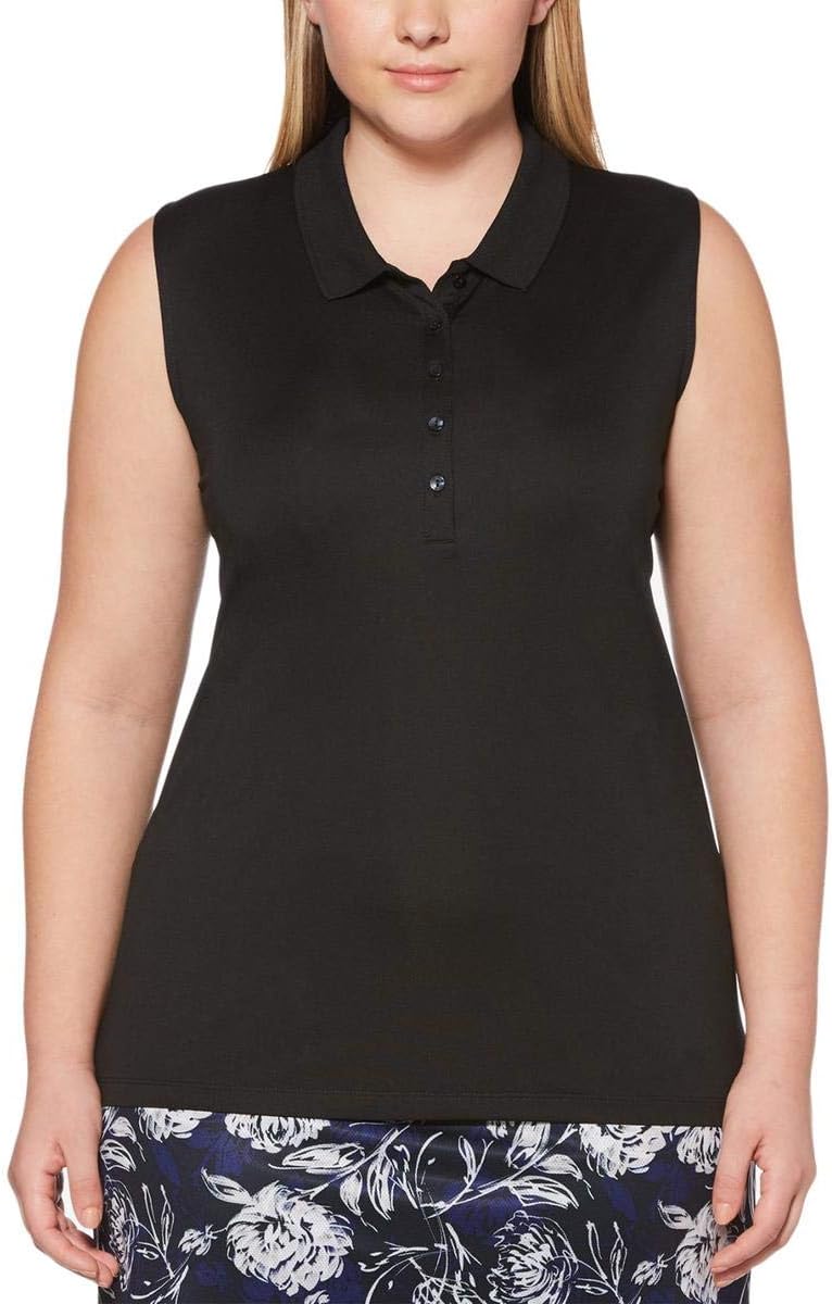 Callaway レディース ノースリーブ エッセンシャル マイクロ ヘックス ポロ 2X-Large Big ブラック