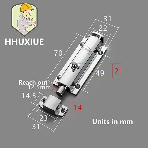 Miniatura 3 de Pestillo deslizante, pestillo de perno automático de resorte cerradura de puerta resistente para jardín, garaje, baño, al aire libre, etc. (color