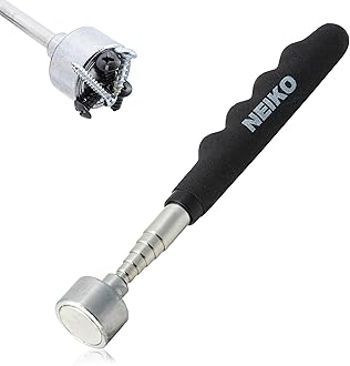 NEIKO 25 Lb Telescoping Magnetic Pickup Tool, 30" Extendable, Silver Stainless Steel, Cylindrical, 1" Head, 25 Lb Pull Force