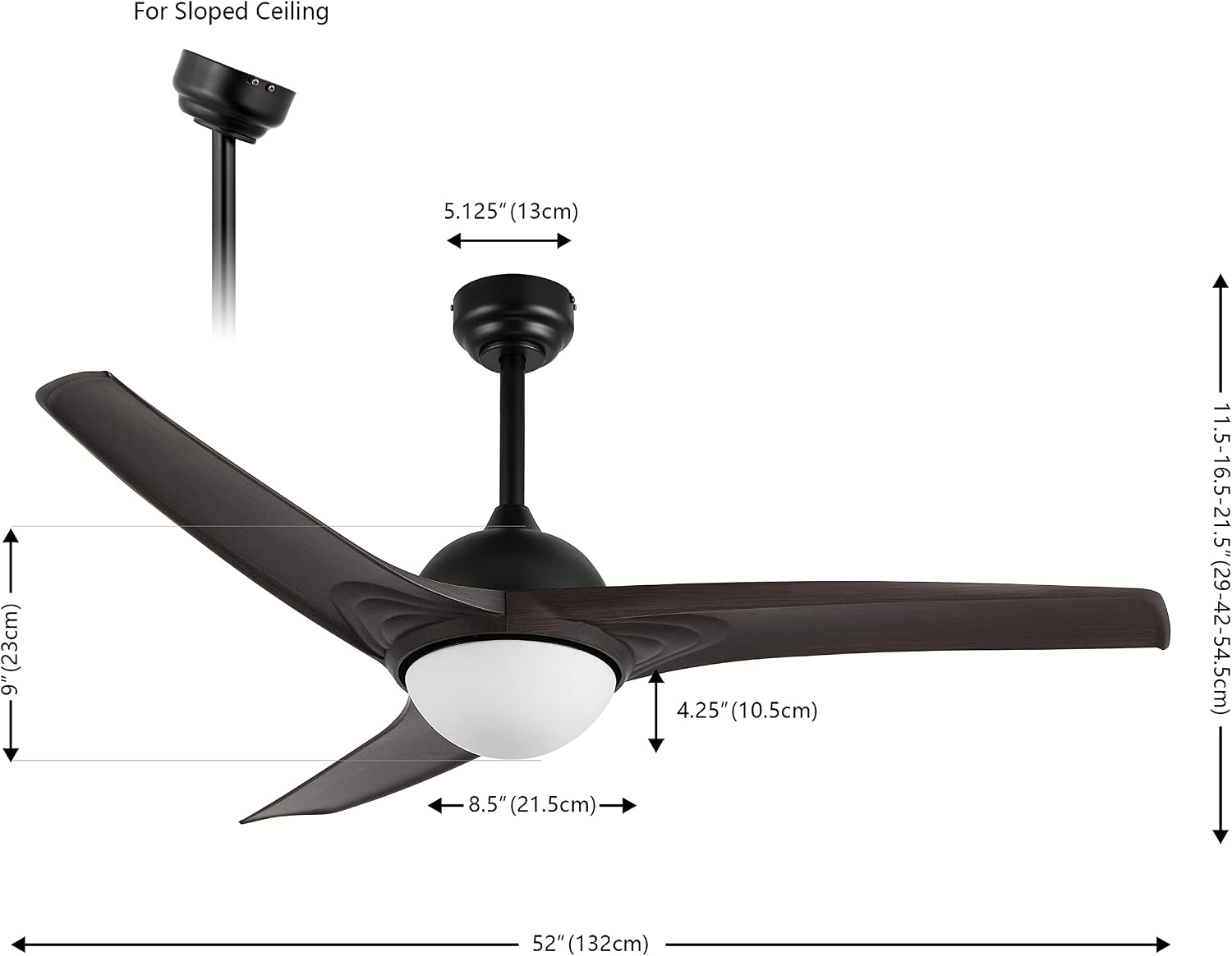 JONATHAN Y 52" Dark Brown Wood Finish/White Modern Propeller LED Ceiling Fan with Remote and App, 6-Speed Industrial Iron Ceiling Fan, 3-Color Temp for Living Room, Frosted Glass Shade (JYL9717C)