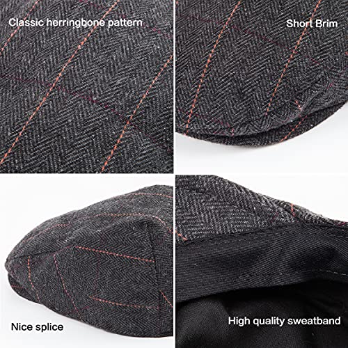 Image of 2-Pack Adjustable Newsboy Hats for Men Flat Cap Irish Wool Blend Tweed