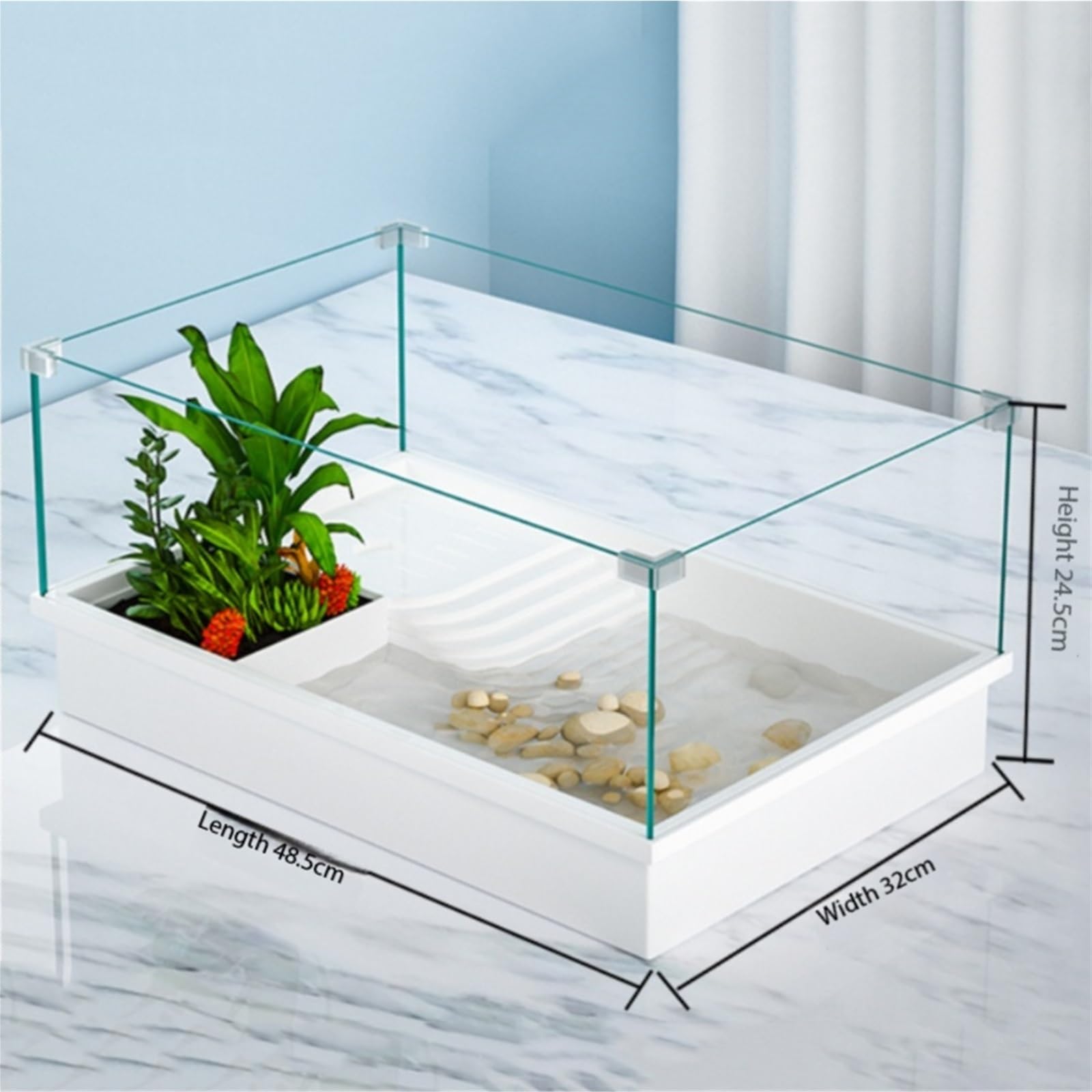 Siedlisko terrarium Zbiornik do hodowli żółwi użytku domowego, platforma suszenia na słońcu. Osłona platformy wspinaczkowej Terrarium akwariowe