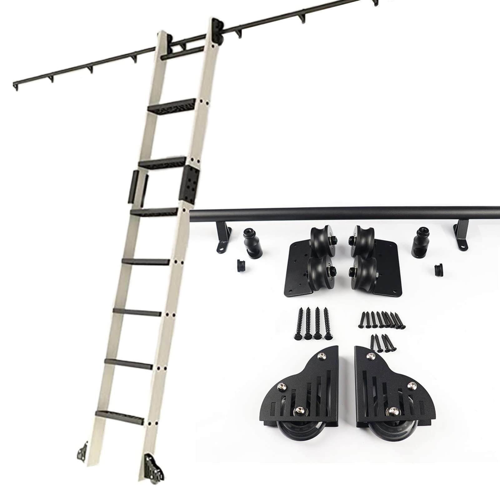 Kit de rails coulissants pour échelle mobile de bibliothèque 16 pi