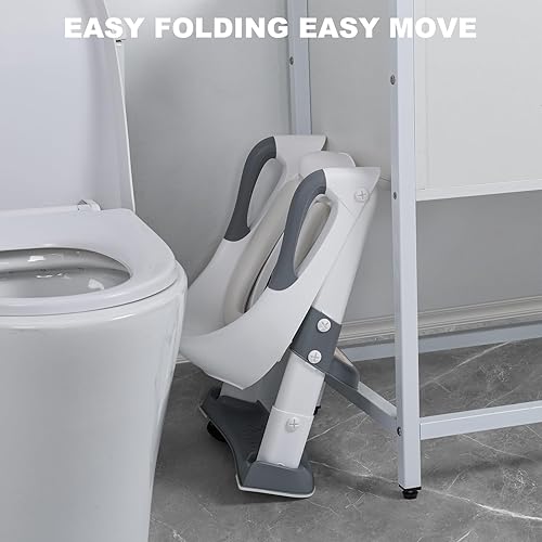 Miniatura 6 de TYOPRWO Asiento de entrenamiento para ir al baño con escalera para niños pequeños, inodoro plegable para entrenamiento de orinal para niños, cojín