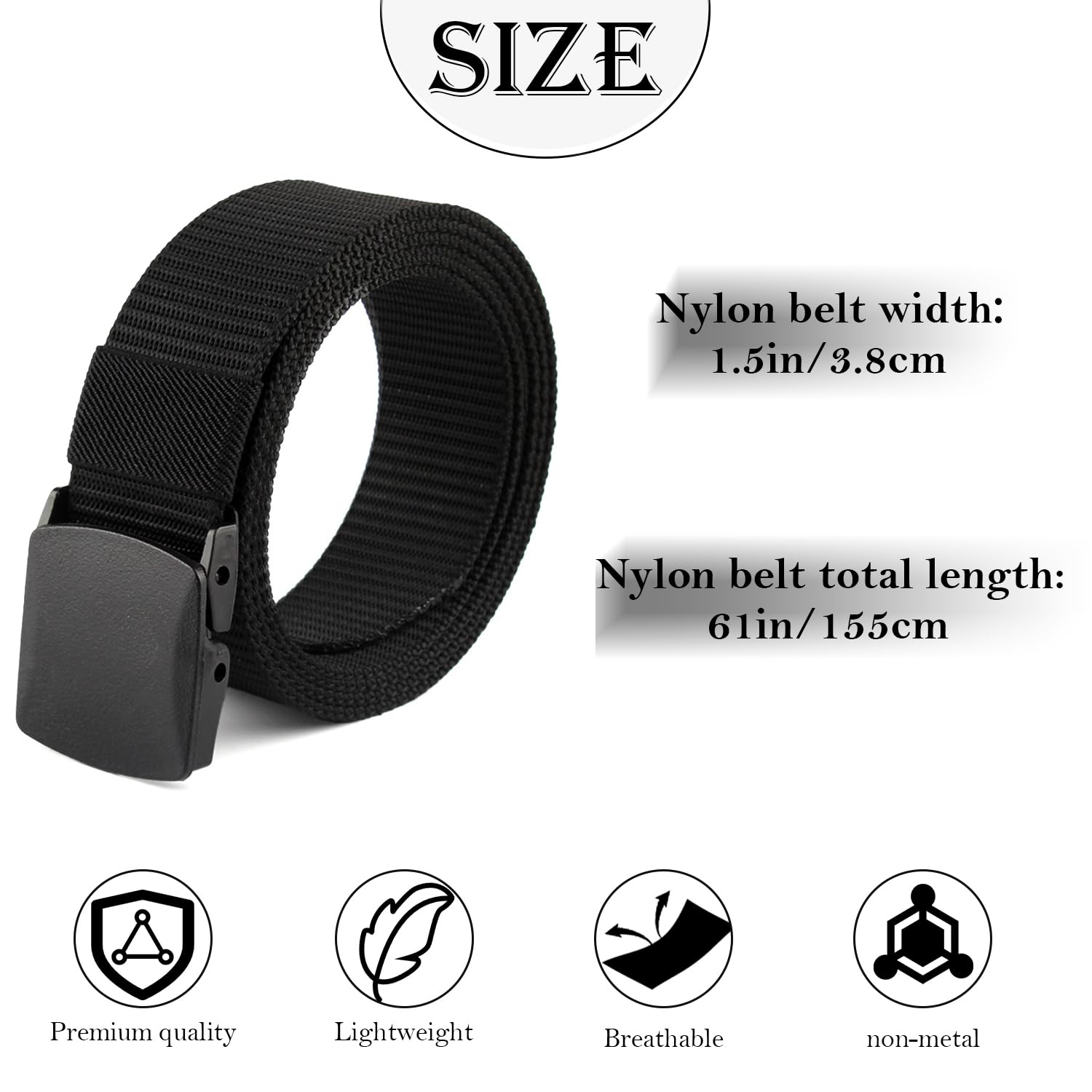 Coobbar Tactical Belt 3-Pack, Adjustable Nylon Military & Outdoor Men’s Web Belt With Plastic Buckle - Durable Canvas Belt (Dark blue, black, brown, Fits pans up to 45'')