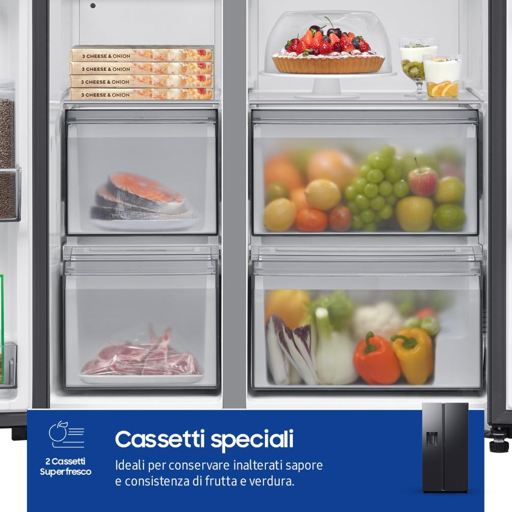 FRIGORIFERO SIDE BY SIDE SAMSUNG RS80F66KBFEF NERO 634 L INVERTER DISPENSER ACQUA E GHIACCIO LIBERA INSTALLAZIONE CLASSE B (Ricondizionato)