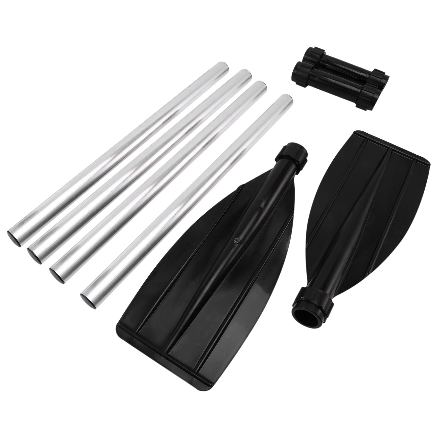 Lot de 2 pagaies de canoë réglables et amovibles en aluminium pour bateau, kayak (noir, 126-136 cm)