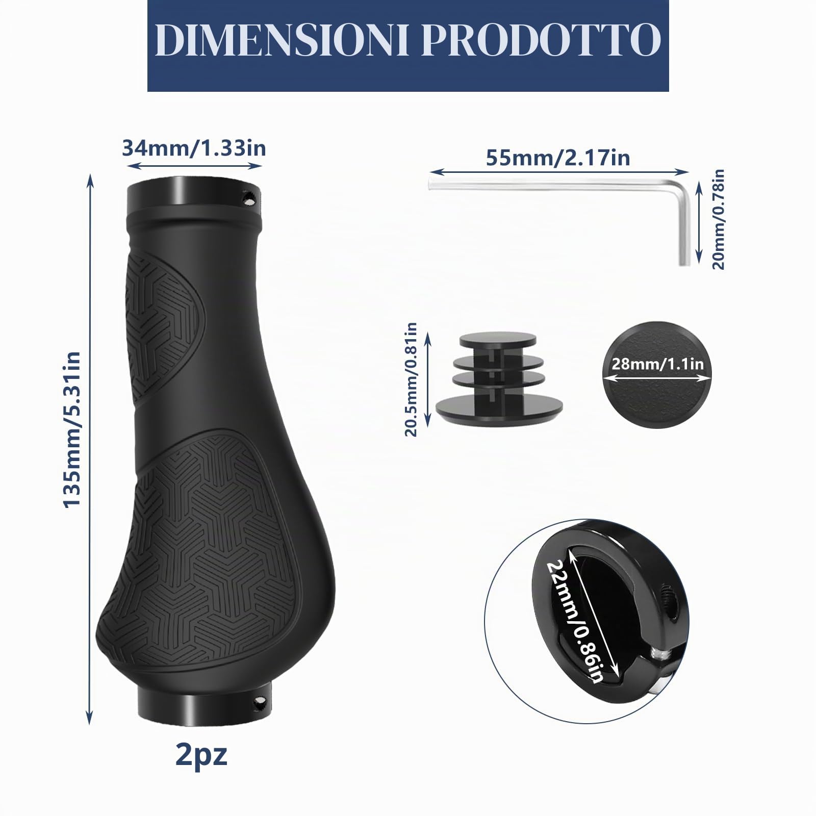 Impugnature per Biciclette, Manopole Bici Ergonomici,Manubrio Bici Antiscivolo