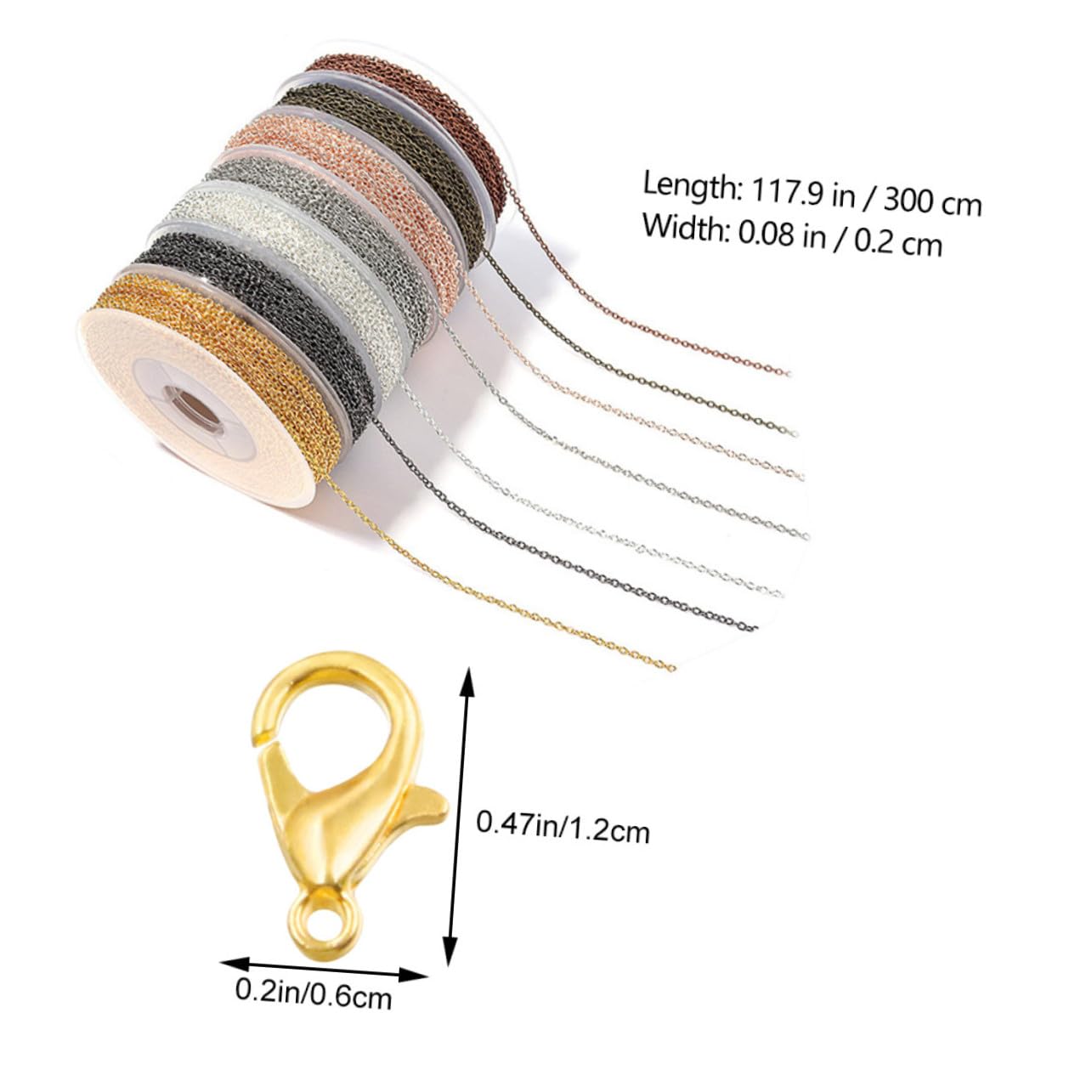 Gatuida Cadena Galvanizada para Joyería DIY Accesorios de Kit de Cadena Extensible Hebillas de Langosta para Collares y Pulseras de Manualidades