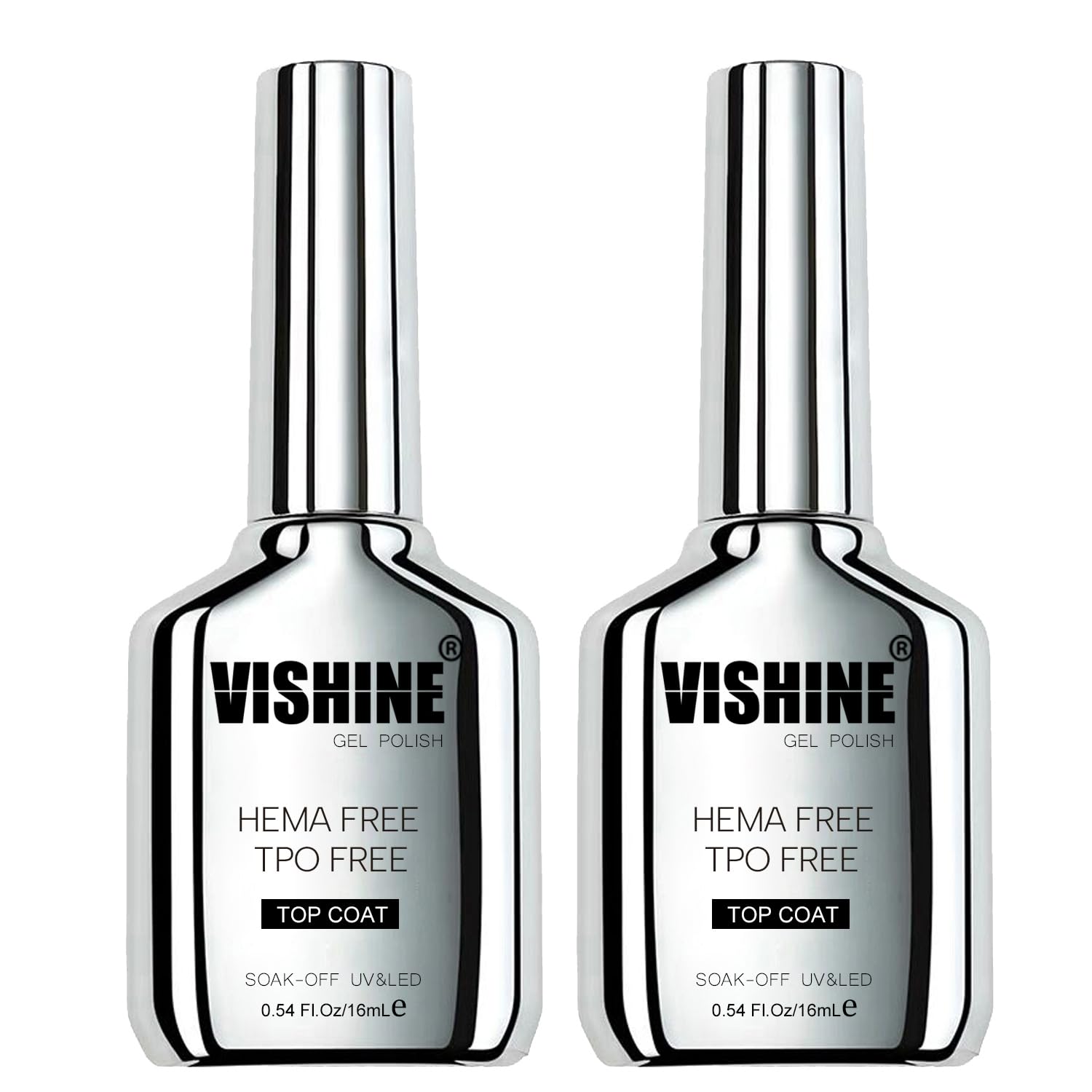 Vishine Lot de 2 Top Coat Gel 16ml – Nouvelle Formule Vernis à Ongles Semi-Permanents Ultra Brillant, Longue Tenue 2 * 16ml