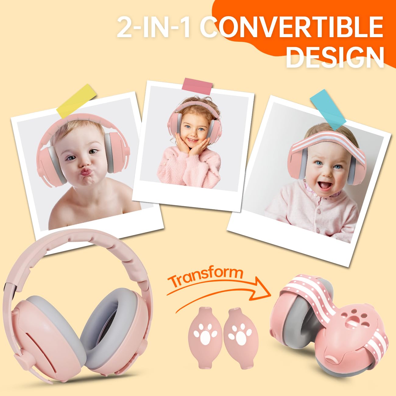 SJDUOCAI 2 in 1 Noise Protection Headphones, Hearing Protection, Baby Headphones, Noise Protection with Noise Cancellation - Image 2