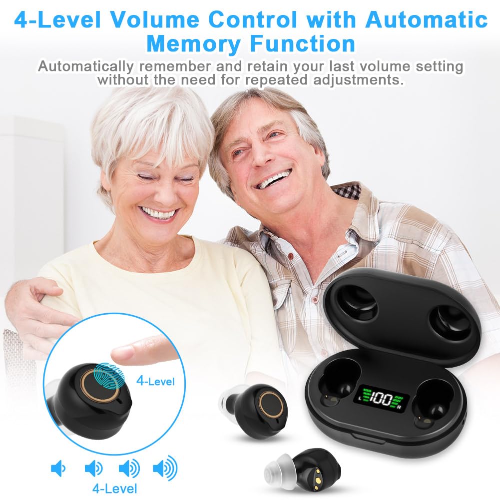 Aolso Amplificatore di Rumore, Amplificatore Audio Ricaricabile, Cancellazione del Rumore, Stazione di Ricarica USB, Scatola di Immagazzinaggio, Vestibilità Ergonomica, Cuffie Senza Fili-Nero-2