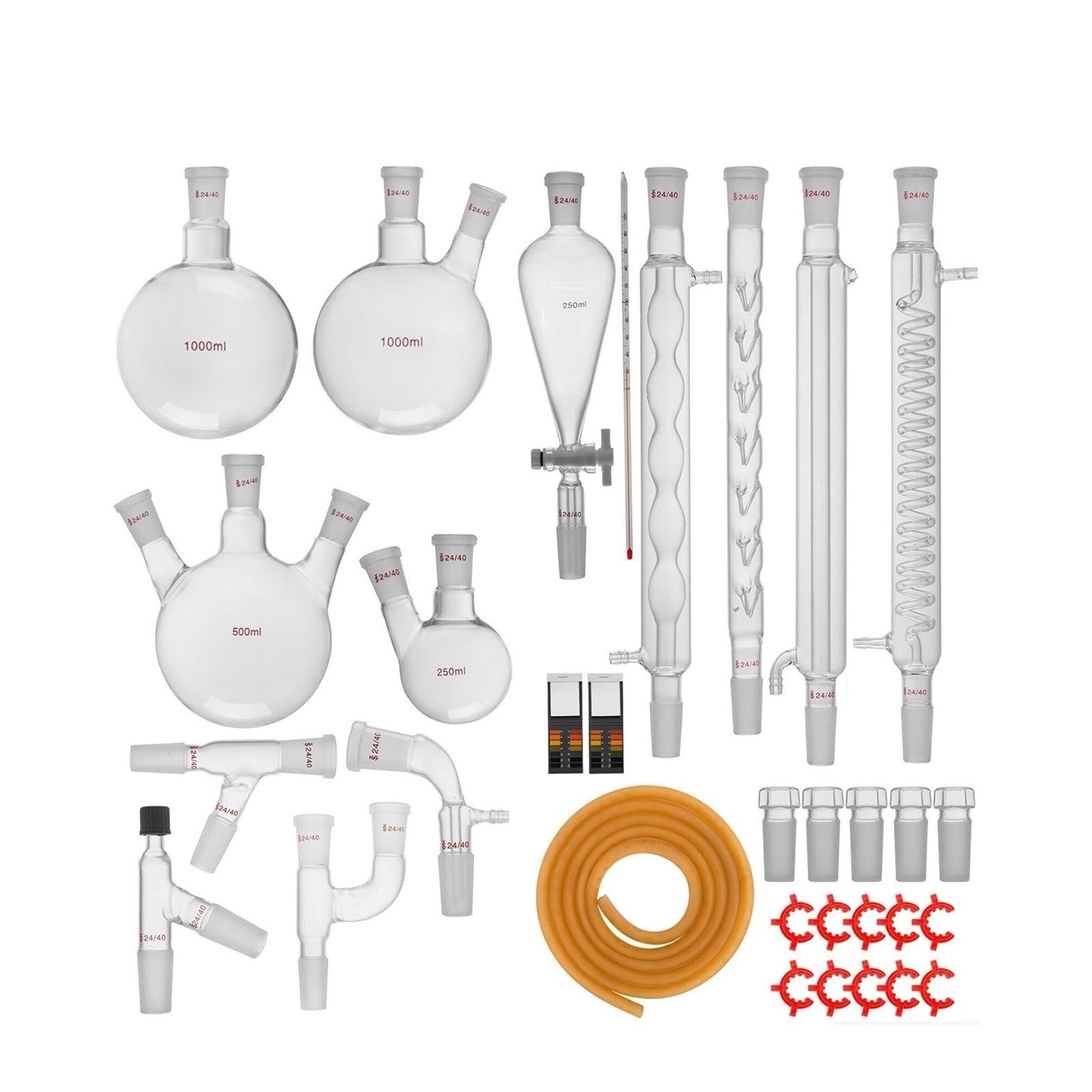 Do laboratorium, 13/29/32 szt. Szkło laboratoryjne Zestaw chemiczny Destylator 24/40 Stawy Kolba Moździerz i tłuczek Sprzęt szkolny(32 PCS)
