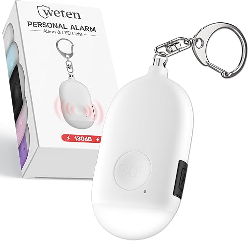 Miniatura 11 de Llavero de alarma personal recargable Weten - Sirena de 130dB y luz LED - Paquete de 2 alertas de seguridad personal para mujeres para llevar - I -
