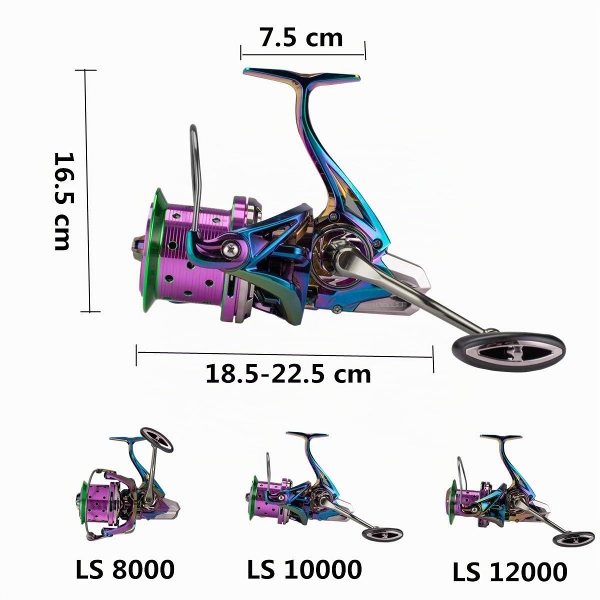 Diwa Spinning Fishing Reels 70 LBS MAX Drag Power Cojinete de Acero Inoxidable Cuerpo de Metal 8000 10000 12000 Carrete Agua Dulce Agua Salada Big-Game Surf Carrete Giratorio Ultra Suave