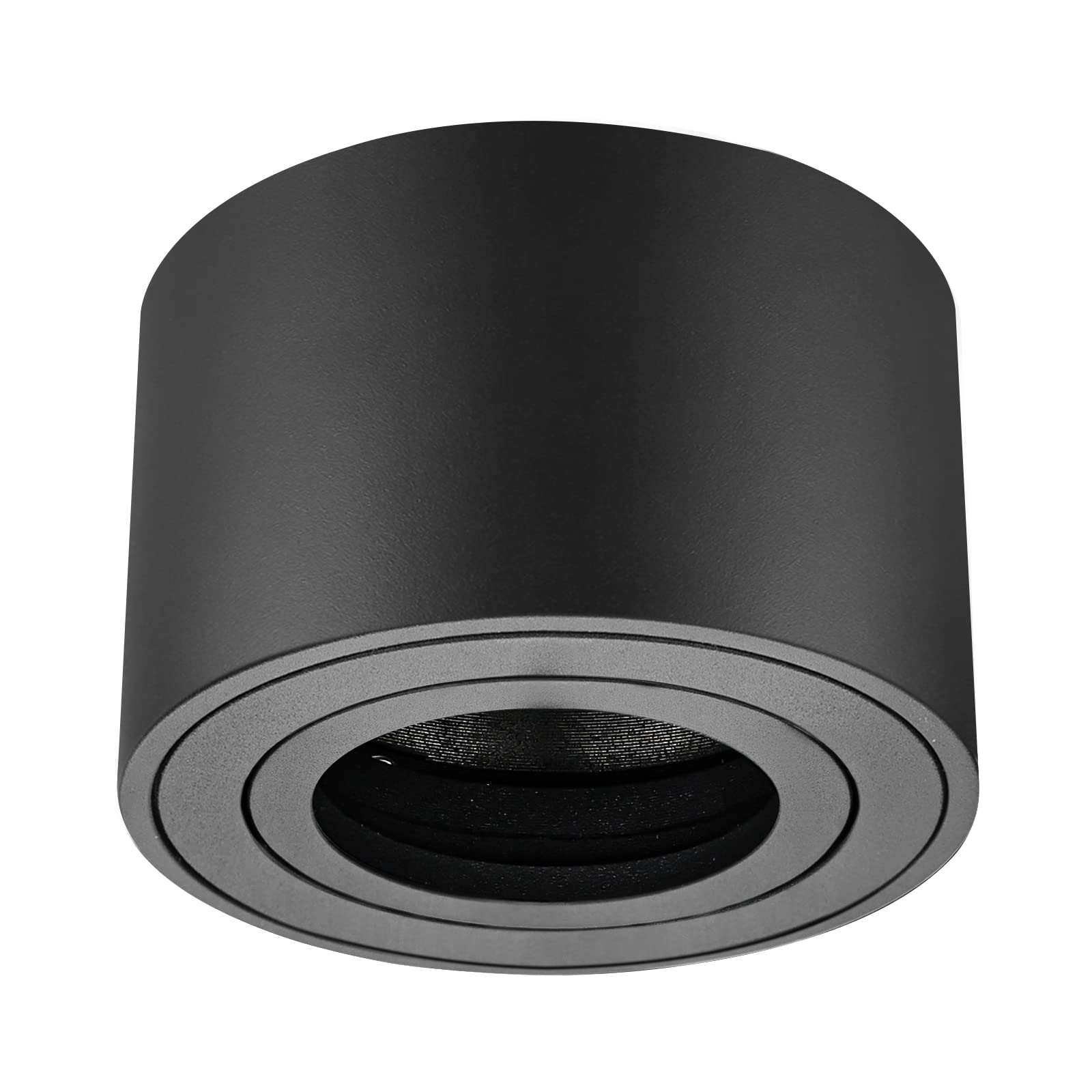 Focos LED Techo Superficie 4 Pack, Interior Negro Orientable Para Módulos, Lámpara de Techo Redondo Ø80x50mm, Plafón Salón Dormitorio, Bombilla No Incluida