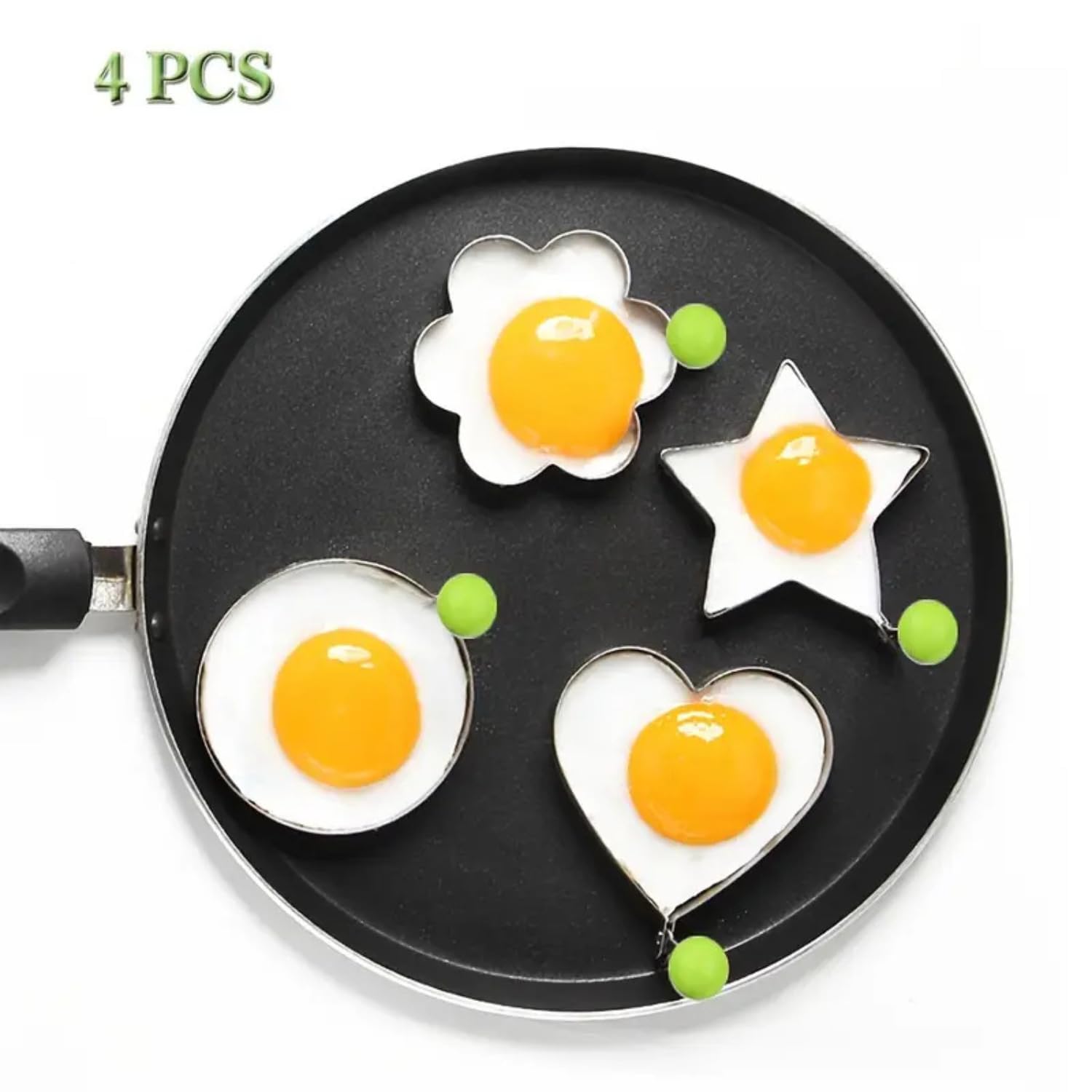 Egg Rings for Frying Eggs - Stainless Steel Pancake & Egg Molds | Round, Heart, Star Shaped Molds | Non-Stick Egg Cooker Ring, Cooking Egg Accessories (Pack of 4) — Amazon image 4