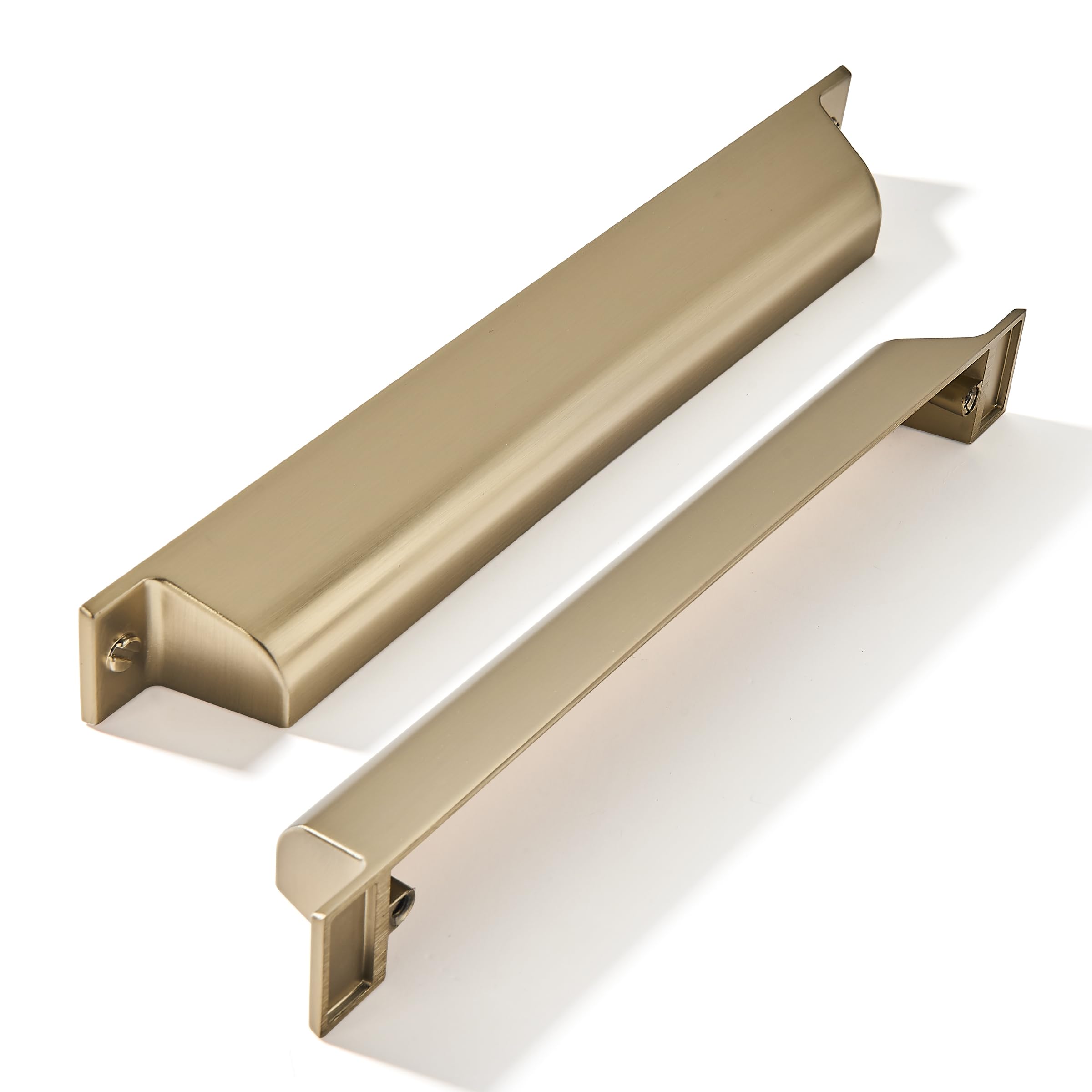 ZAUYX 10 Pack 7 Inch Center to Center Brushed Brass Cabinet Cup Pulls Gold Drawer Pulls Kitchen Hardware Satin Brass Channing Cup Pulls Drawer Handles Knobs 7 inch Hole Center