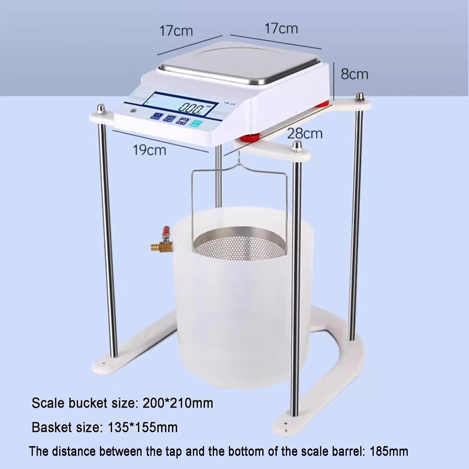 Balanza Hidrostática, Balanza de Densidad de Laboratorio con Plato de Pesaje de Acero Inoxidable, Capacidad de 5kg/10kg/15kg - Interfaz RS-232 para Medición de Densidad de Sólidos y Graveda 15kg/0.1g