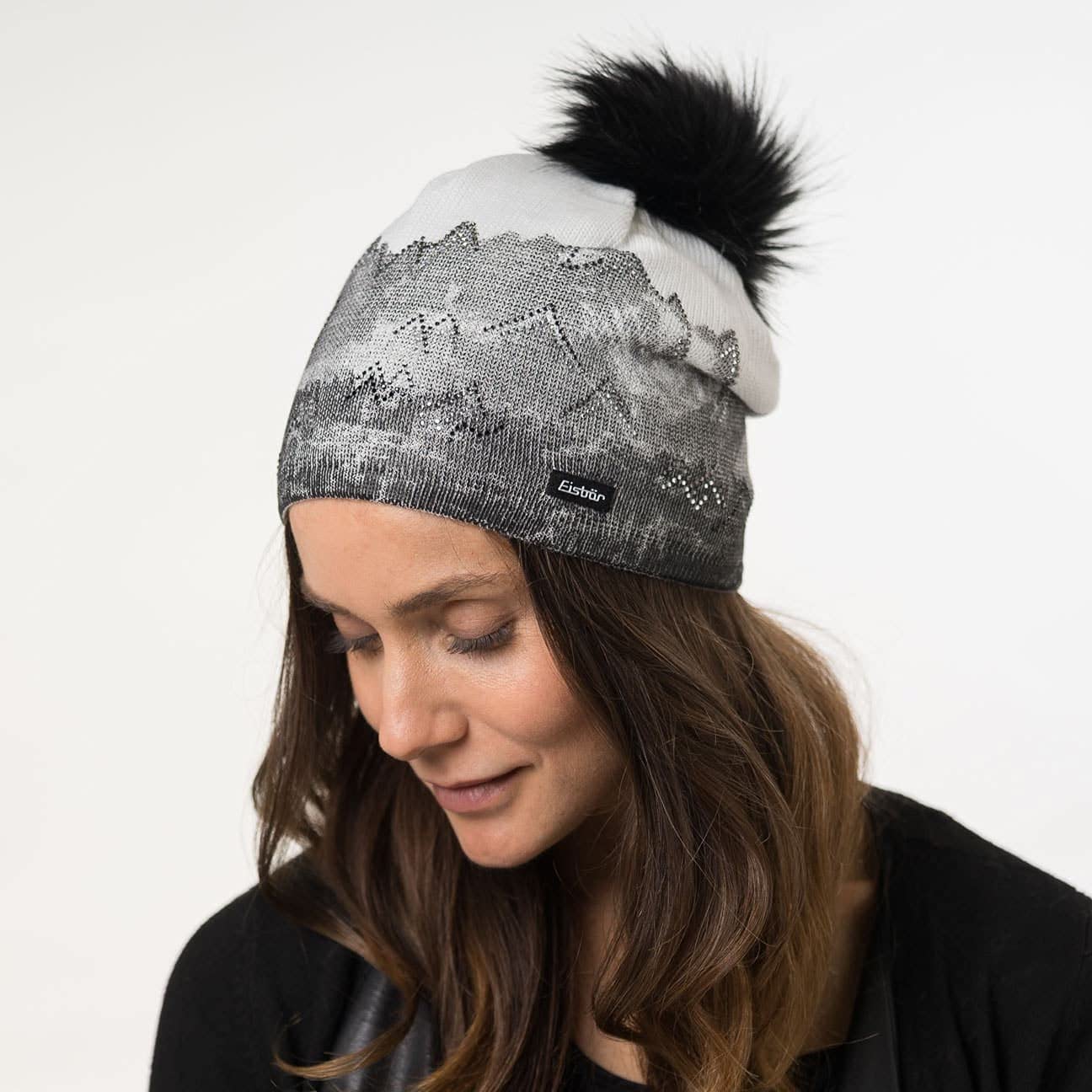 Eisbär Draw Lux Crystal Mountain BeanieKobiety - Made in Austria czapka Beanie na zime damska Z podszewką, podszewką jesień-zima Zima