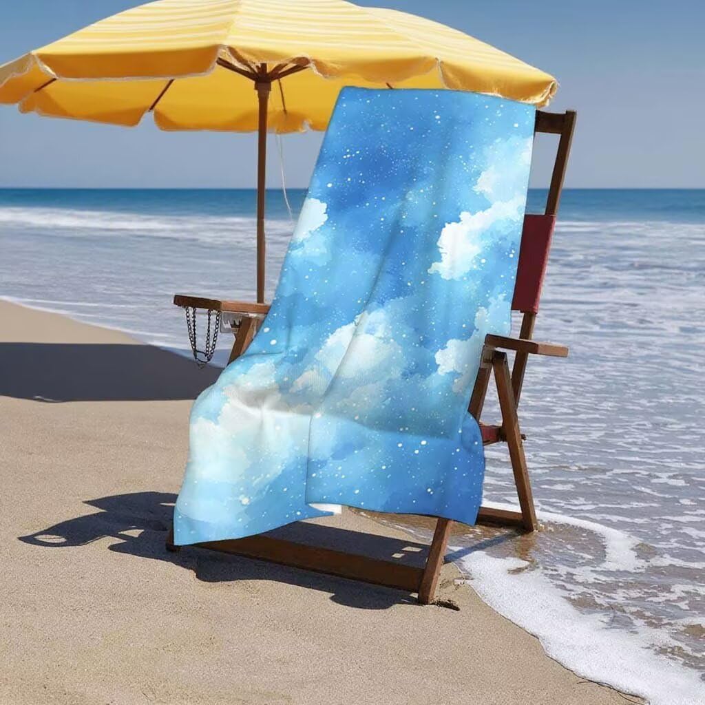 Strandtuch XXL 90x200cm/35x70cm 2er Set Mikrofaser Strandtuch, Schnelltrocknend Strandliege Kompakt Sandfrei Saunahandtuch mit Tasche, Mikrofaser Handtuch für Strand Reise Urlaub (Einfachheit) F-53