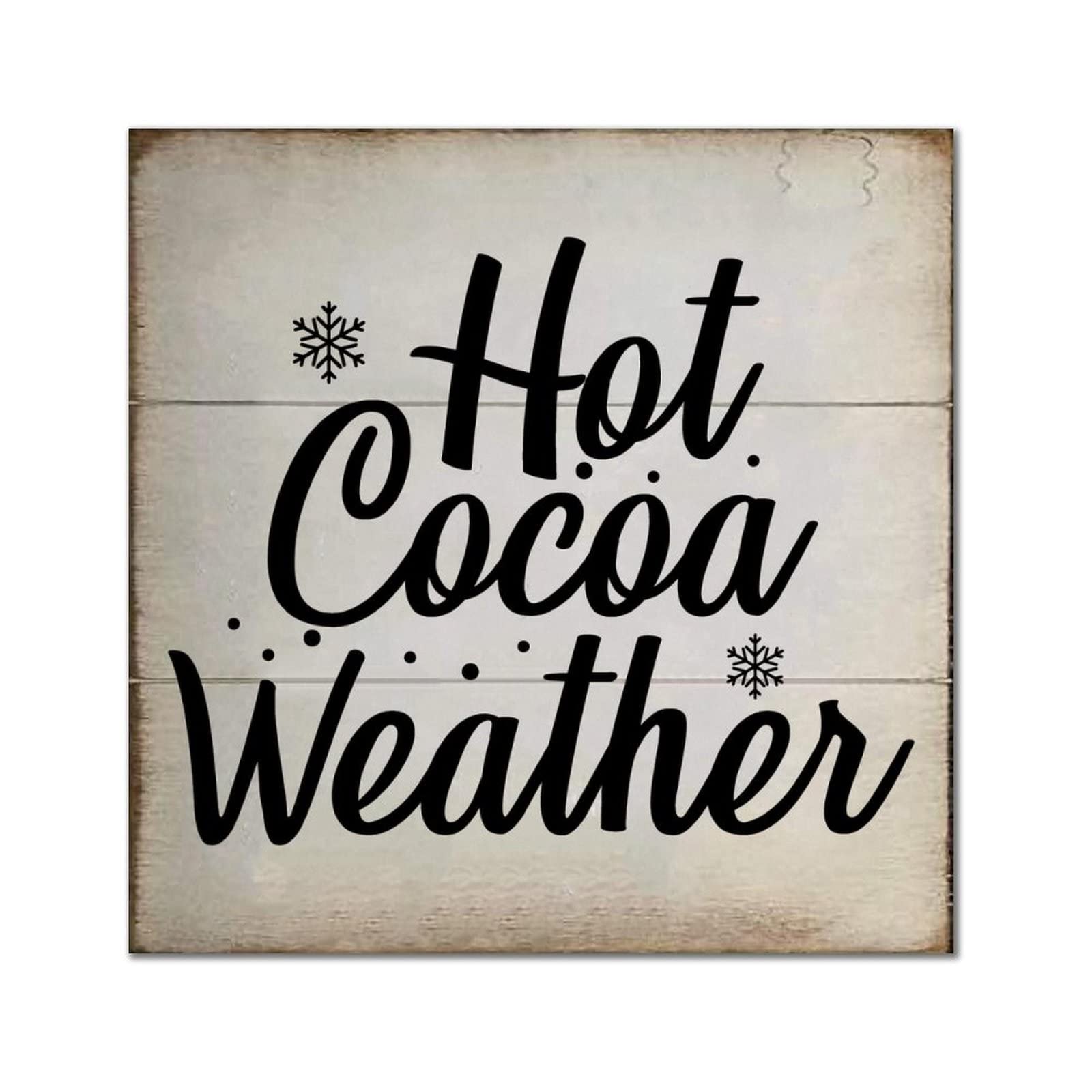 Plaque murale Hot Cocoa Weather en bois idee cadeau pendaison cremaillere