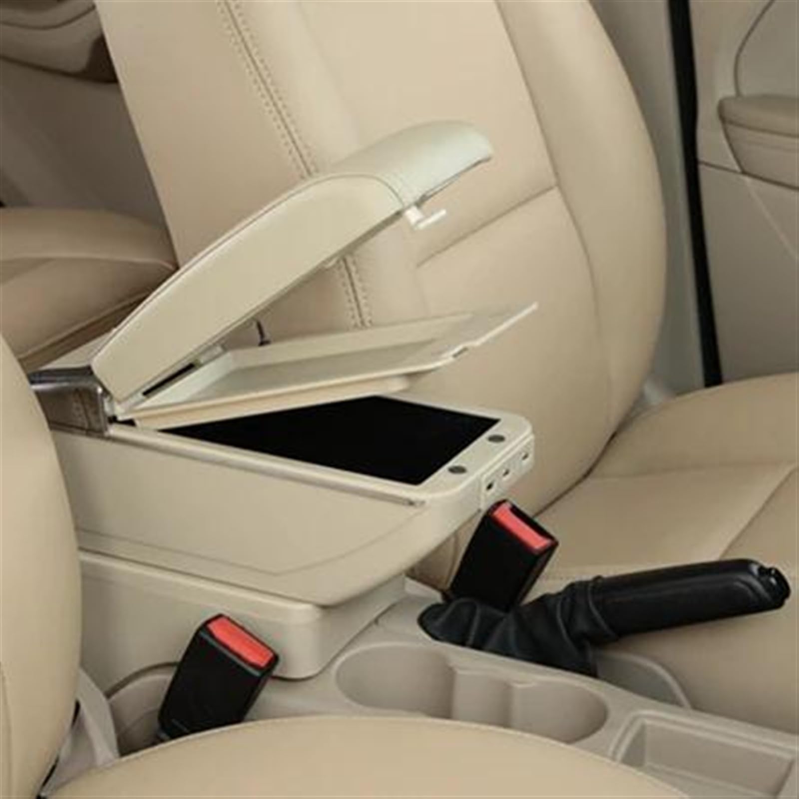 NMJLQW Storage Rack Car Center Console Storage Box Multifunctional Armrest Storage Box Interior Accessories For Peugeot 206 207(D Beige)