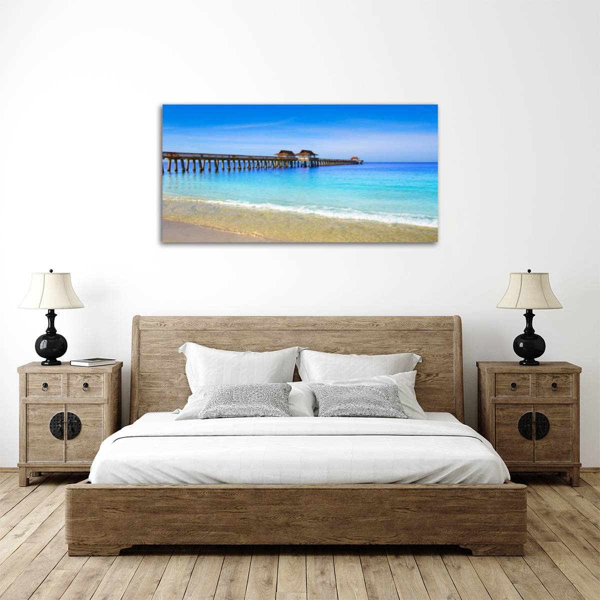 Naples Florida Pier Canvas Wall Art – 20x40 Inch Framed Painting For Living Room, Kitchen, Office
