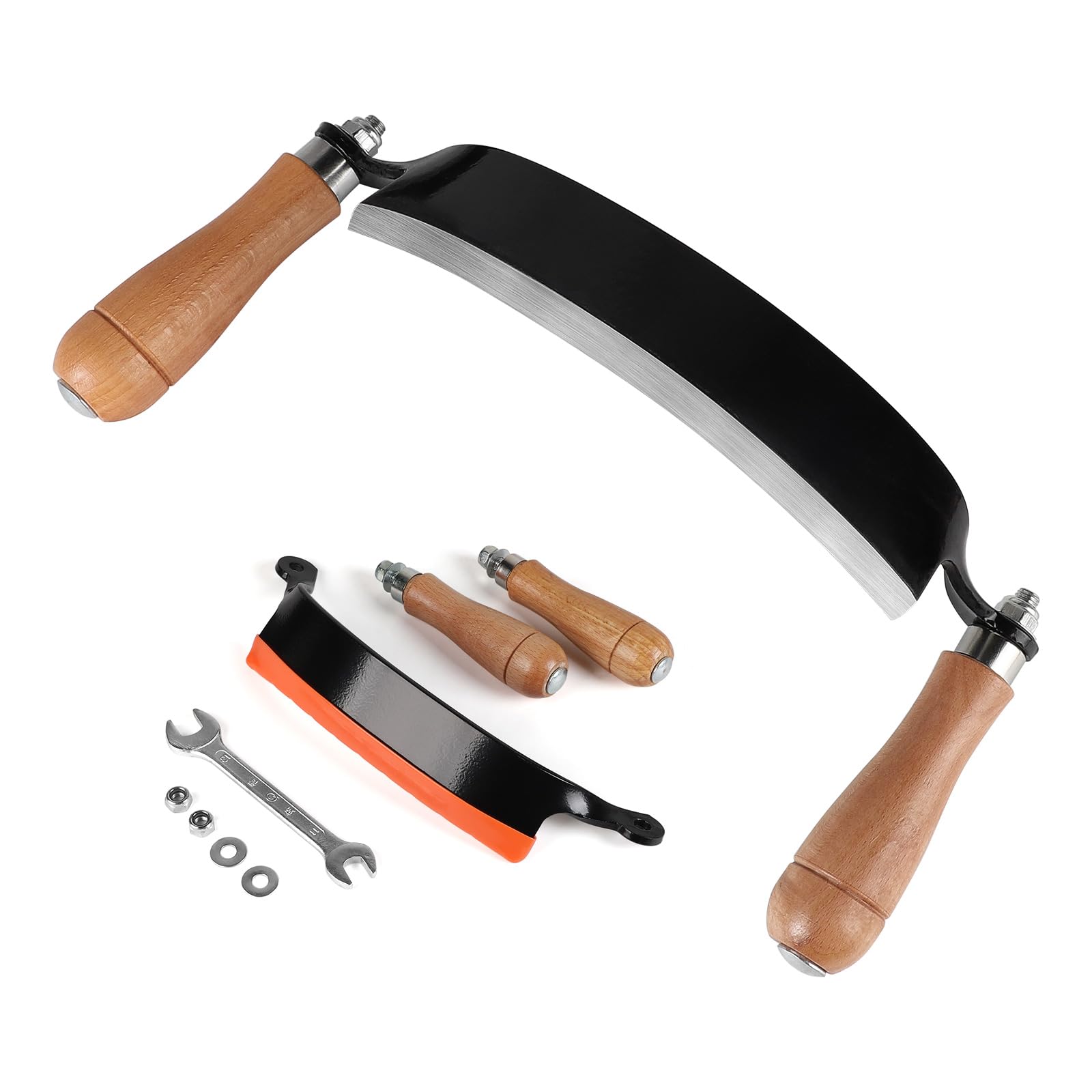 SWAWIS 200mm Couteau à Écorcer du Bois Courbé avec Protection de Lame et Poignée Antidérapante, Acier à Haute, pour Charpentiers Menuisiers Bûcherons(8'')