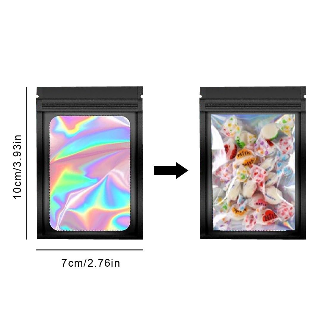 40 Bustine Di Alluminio Olografiche Richiudibili - Sacchetti Mylar Per Alimenti, Caffè, Spezie, Confezioni Regalo, Impermeabili, Arcobaleno, Dimensioni Varie