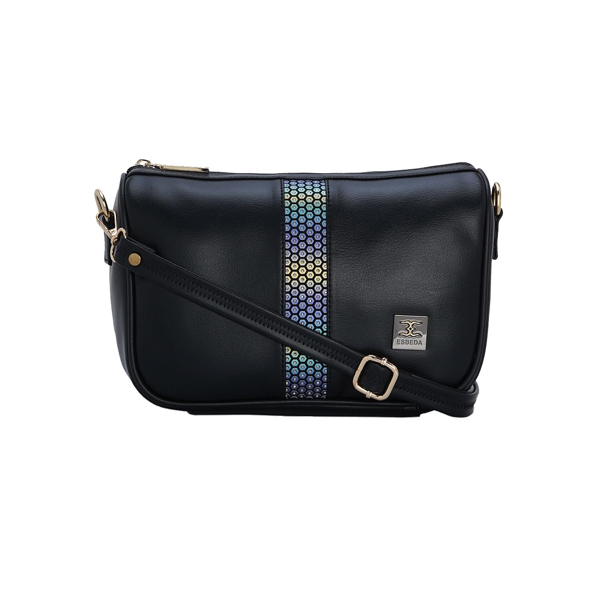 ESBEDA Black/Rainbow Color Classic Boxy Sling Bag For Women (B0CQYWS85K) Amazon Price History, Amazon Price Tracker