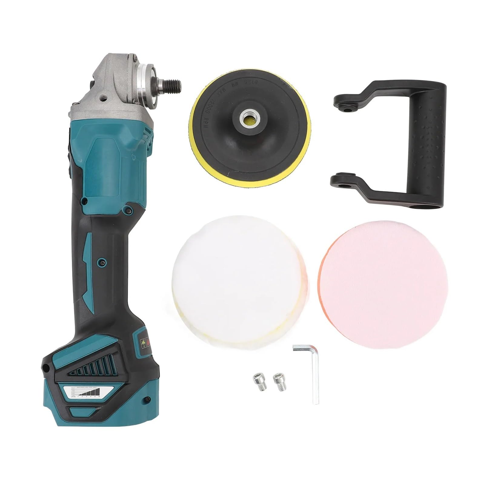 Lucidatrice a tampone Senza Fili, lucidatrice rotativa a 6 velocità, 2 batterie Ricaricabili, lucidatrice per la Cura dell'auto, per levigatura, lucidatura, ceratura di Auto e Barche
