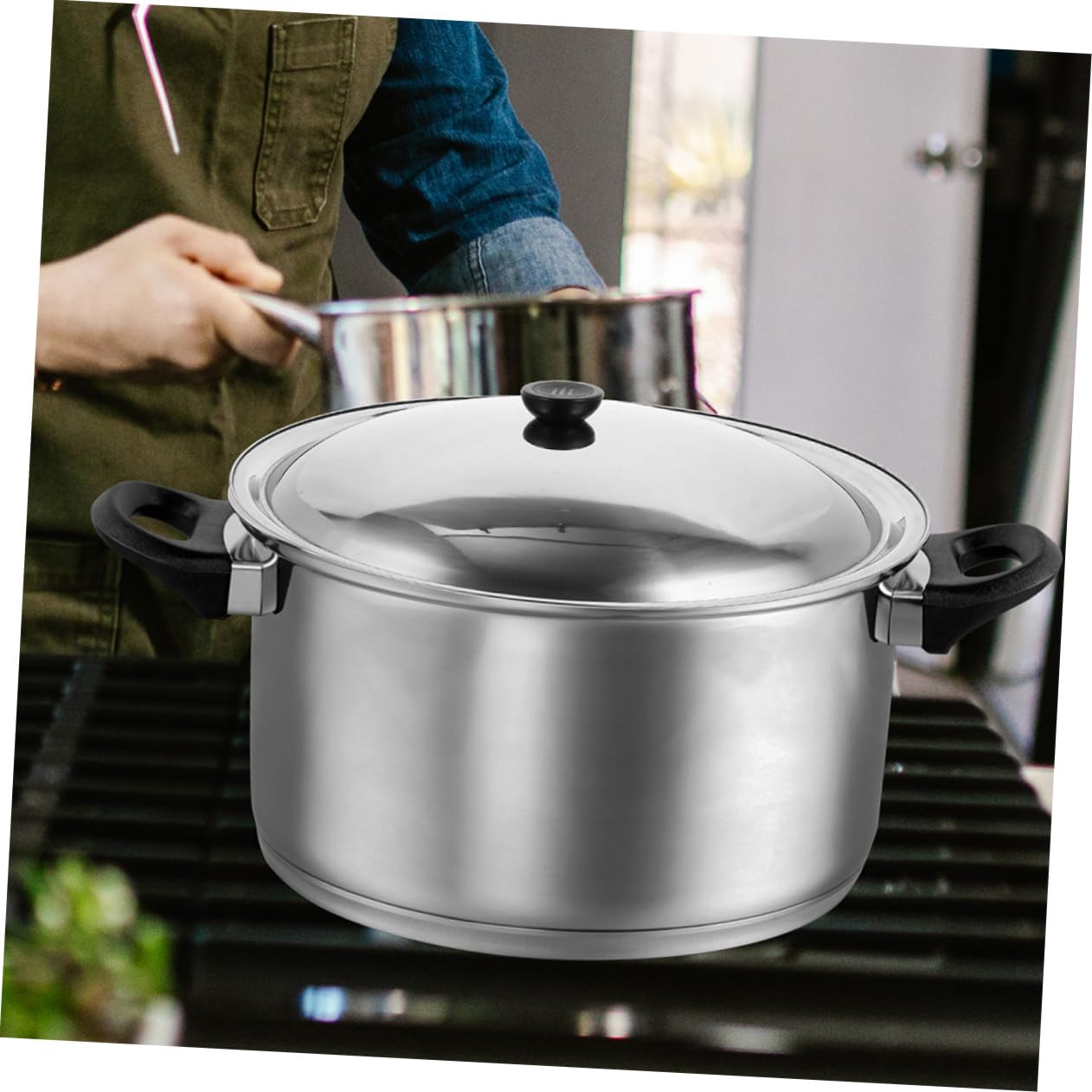 Couvercle Casserole 34 Cm Verre Trempé + Acier Inox – Bouton Rond – Anti-Éclaboussures – Visible Cuisson