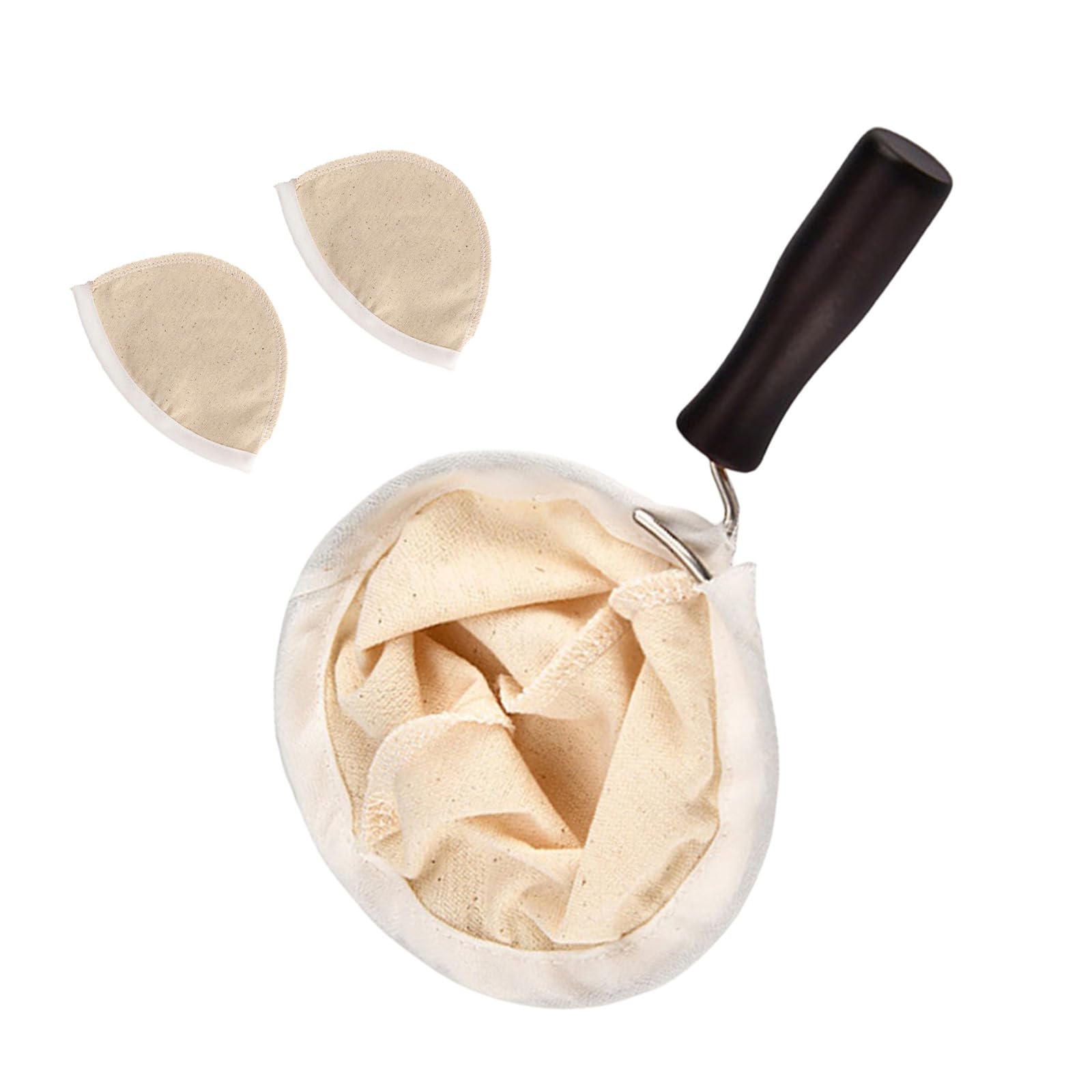 Piceioep Of 3 Thick Flannel Practical Coffee Coffee Sock Strainer with Wooden Handle for Hand Brewing Cloth Filter Pouches Sock